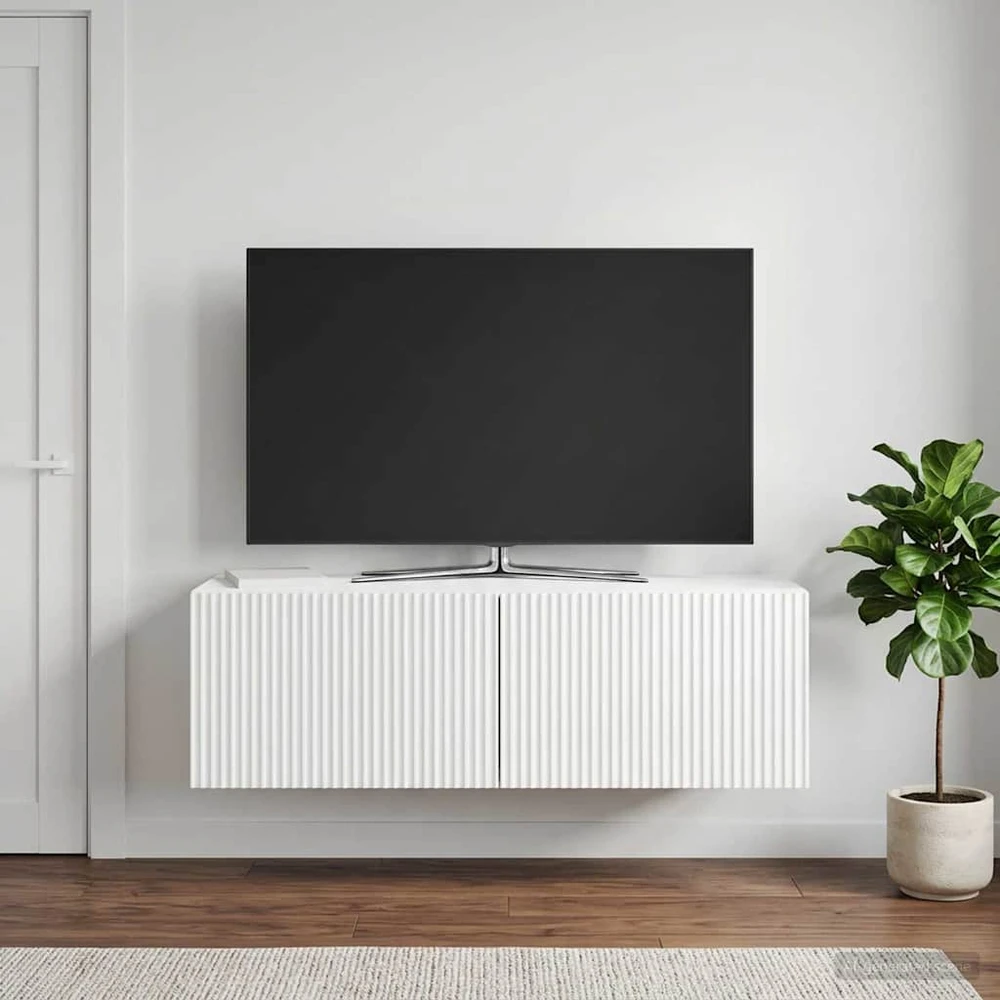 TV staliukas Sieninė TV spintelė 98 x 31 x 30 cm Itin blizgi balta
