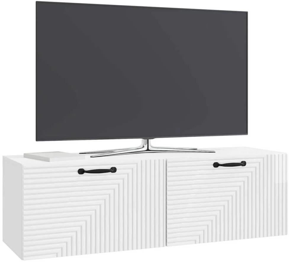 TV staliukas Sieninė TV spintelė Itin blizgi balta 98 x 31 x 30 cm