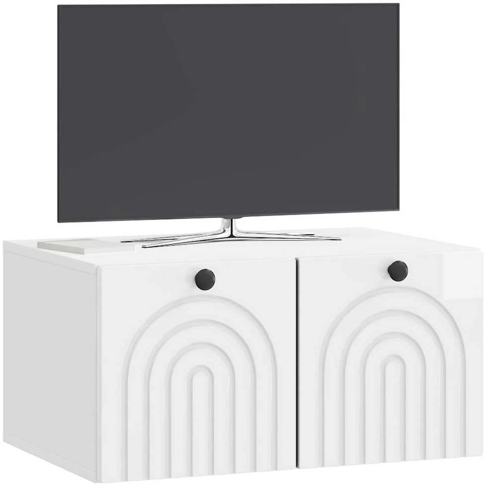 TV staliukas Sieninė TV spintelė Itin blizgi balta 59,5 x 41 x 30 cm