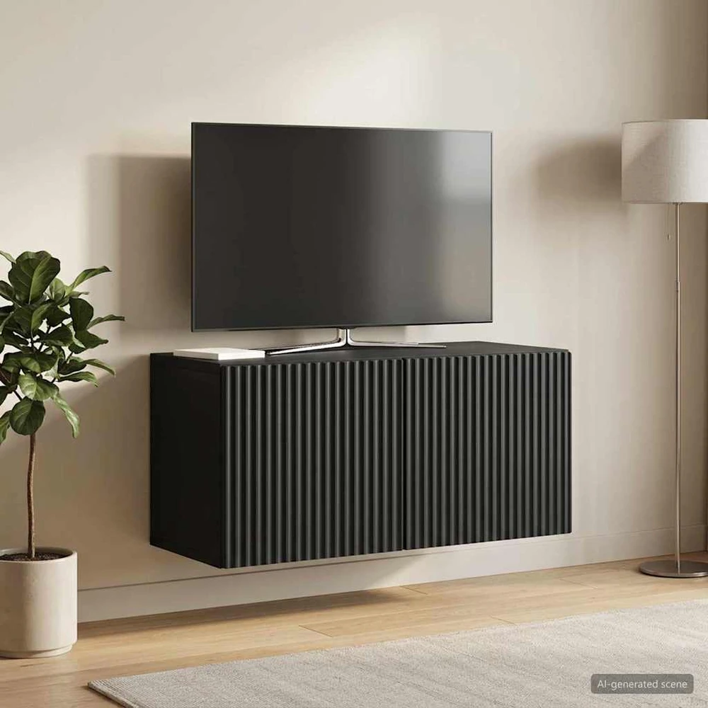 TV staliukas Sieninė TV spintelė 59,5 x 31 x 30 cm Juoda Apdirbta mediena