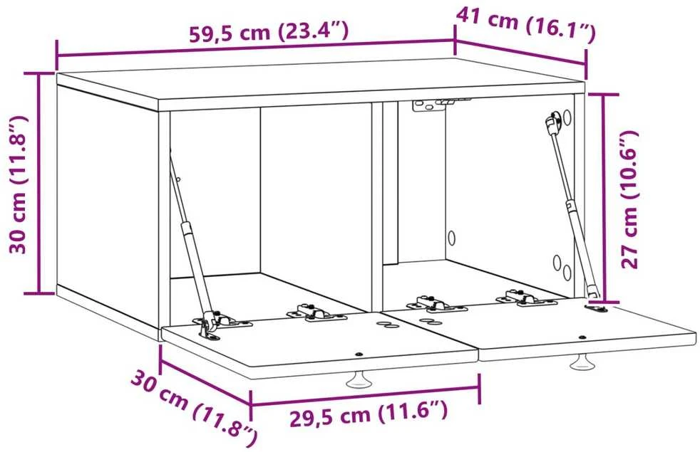 TV staliukas Sieninė TV spintelė Juoda 59,5 x 41 x 30 cm Apdirbta mediena