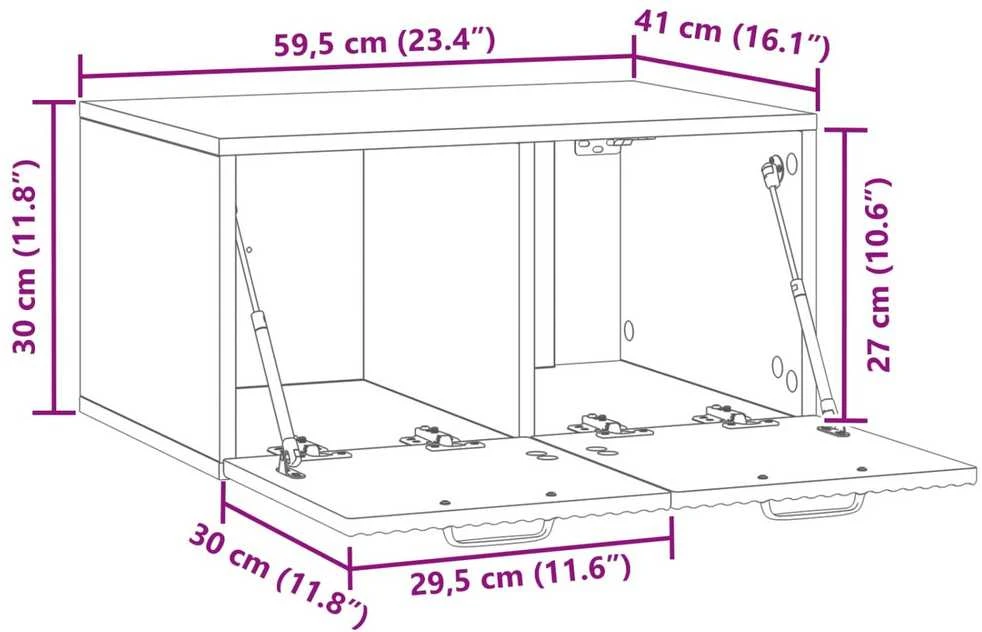 TV staliukas Sieninė TV spintelė Juoda 59,5 x 41 x 30 cm Apdirbta mediena
