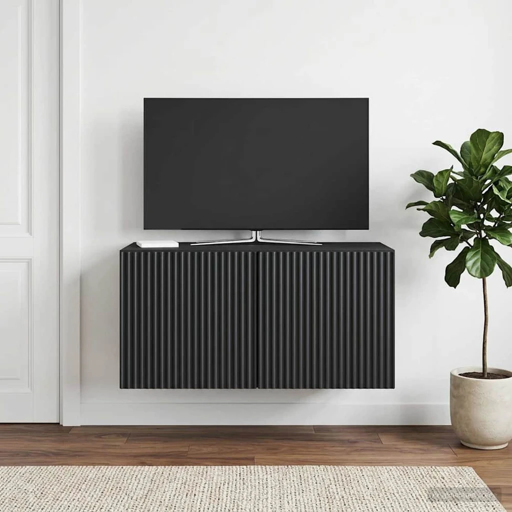 TV staliukas Sieninė TV spintelė 59,5 x 31 x 30 cm Juoda Apdirbta mediena
