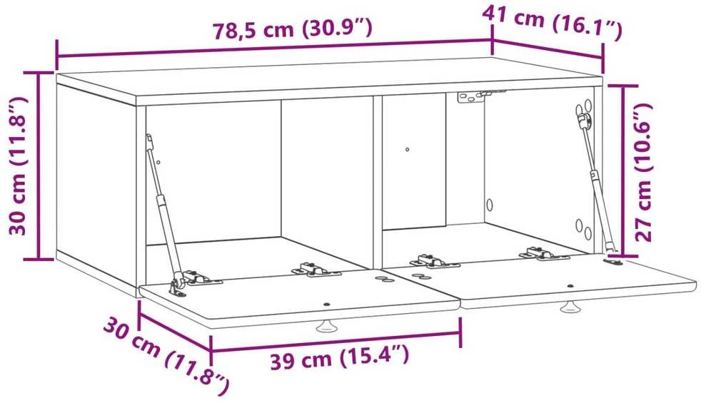 TV staliukas Sieninė TV spintelė 78,5 x 41 x 30 cm Juoda Apdirbta mediena