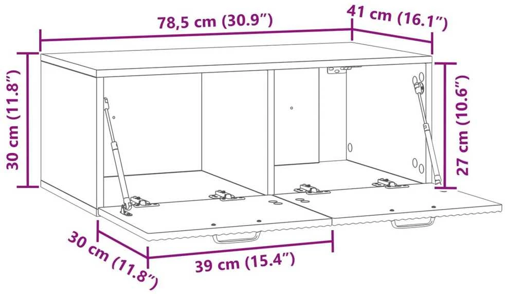 TV staliukas Sieninė TV spintelė Juoda 78,5 x 41 x 30 cm Apdirbta mediena