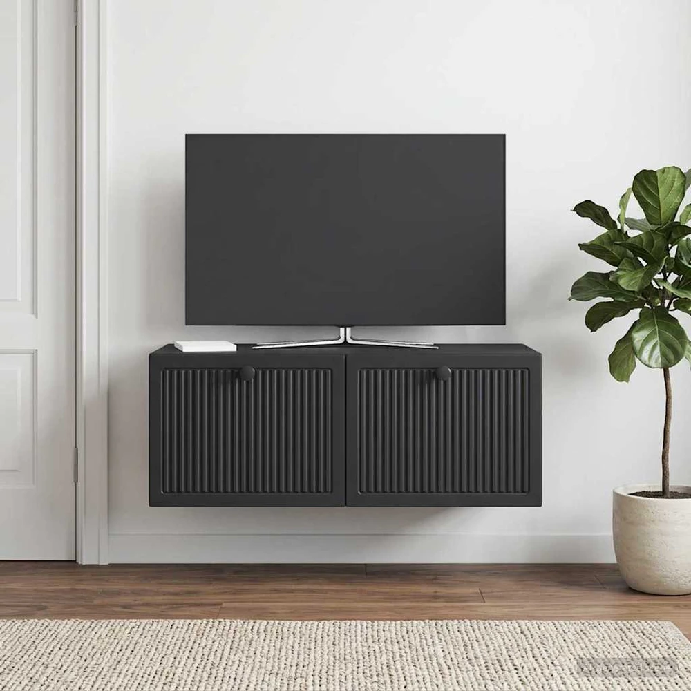 TV staliukas Sieninė TV spintelė Juoda 78,5 x 41 x 30 cm Apdirbta mediena