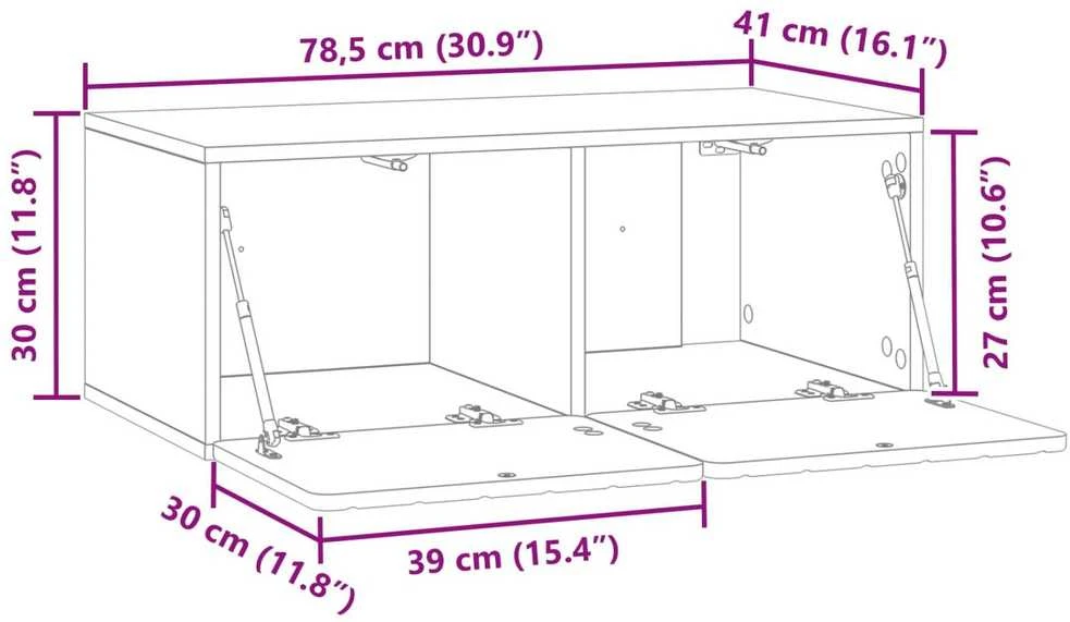 TV staliukas Sieninė TV spintelė 78,5 x 41 x 30 cm Juoda Apdirbta mediena