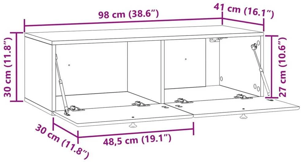 TV staliukas Sieninė TV spintelė 98 x 41 x 30 cm Juoda Apdirbta mediena