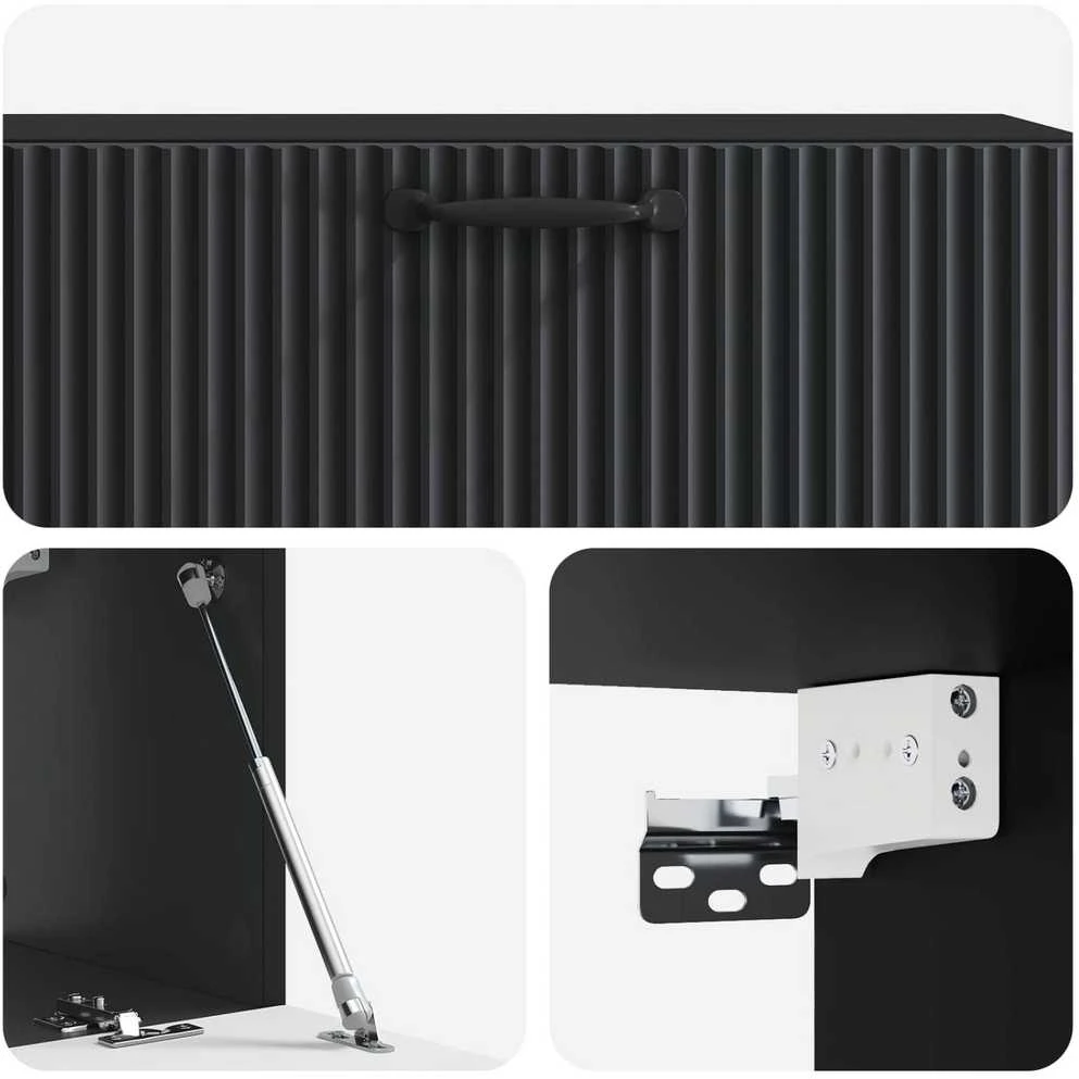 TV staliukas Sieninė TV spintelė Juoda 98 x 31 x 30 cm Apdirbta mediena