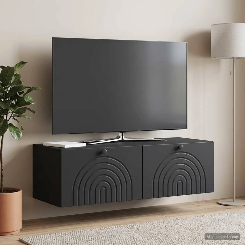 TV staliukas Sieninė TV spintelė Juoda 99 x 41 x 30 cm Apdirbta mediena
