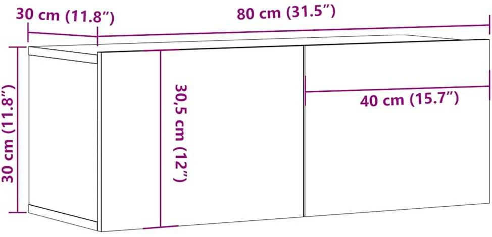 TV staliukas Sieninė TV spintelė, medienos, 80x30x30cm, apdirbta mediena