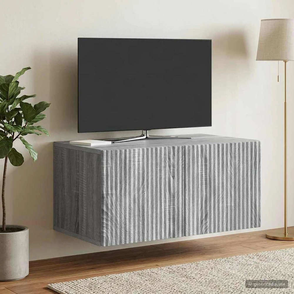 TV staliukas Sieninė TV spintelė 59,5 x 41 x 30 cm Pilka sonoma ąžuolo