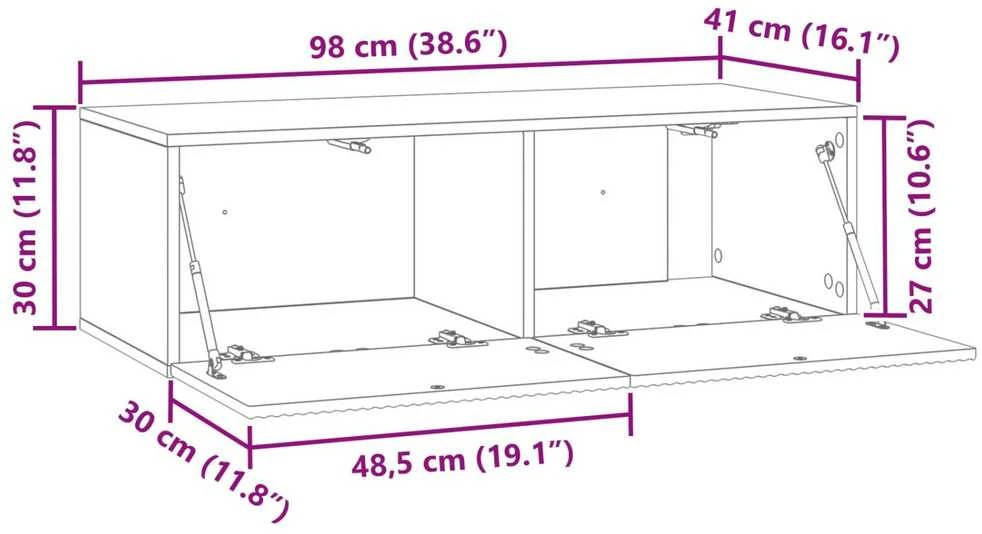 TV staliukas Sieninė TV spintelė 98 x 41 x 30 cm Pilka sonoma ąžuolo