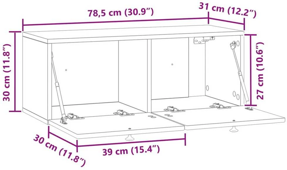 TV staliukas Sieninė TV spintelė Pilka sonoma ąžuolo 78,5 x 31 x 30 cm