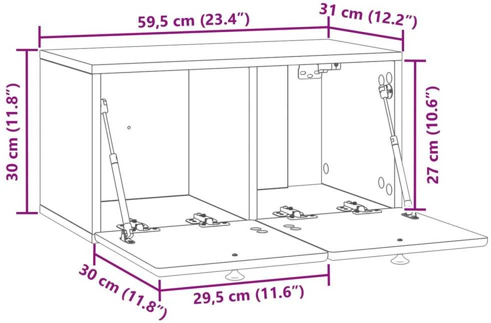 TV staliukas Sieninė TV spintelė 59,5 x 31 x 30 cm Sonoma ąžuolas