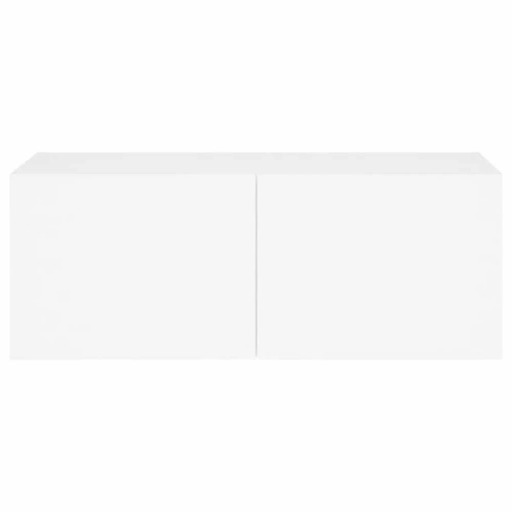 TV staliukas Sieninė TV spintelė su LED lemputėmis, balta, 80x35x31cm