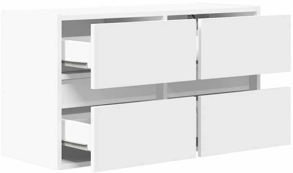 TV staliukas Sieninė TV spintelė su LED lemputėmis, balta, 80x31x45cm