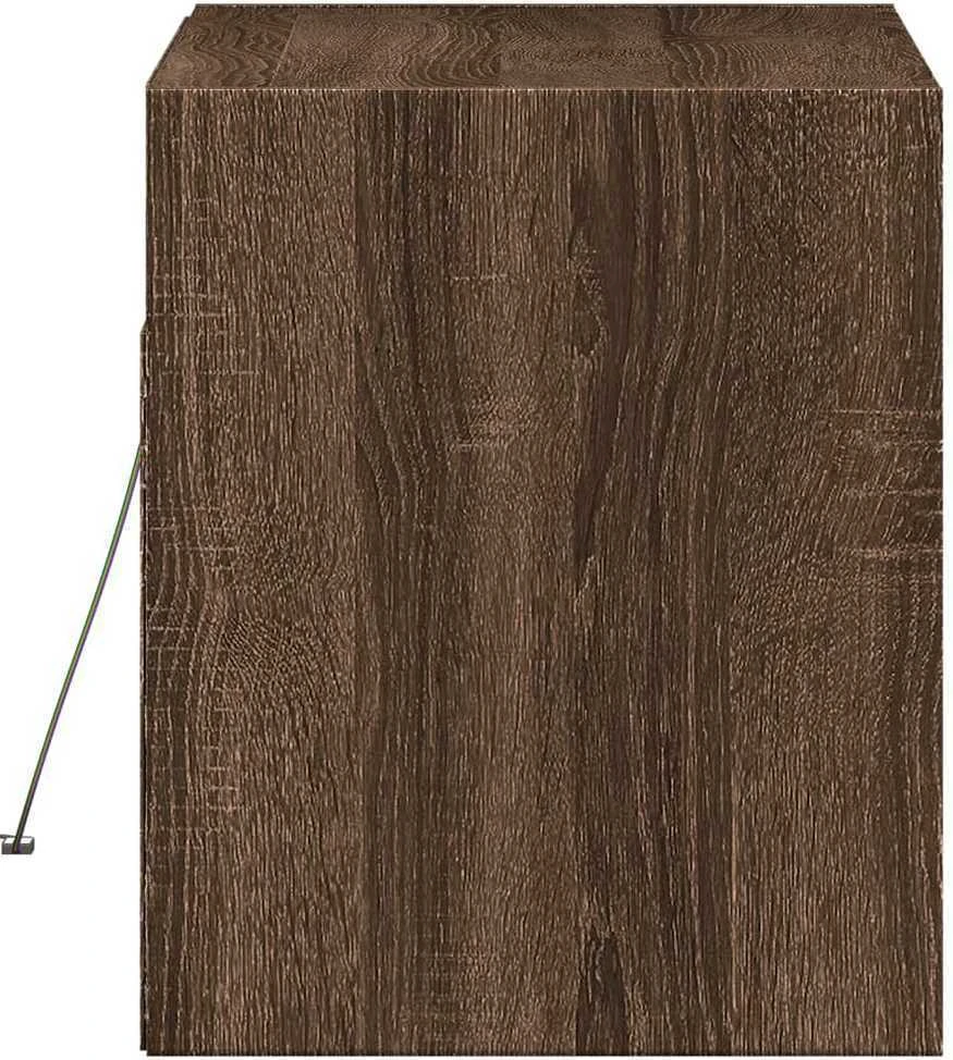 TV staliukas Sieninė TV spintelė su LED lemputėmis, ruda ąžuolo, 80x31x35cm