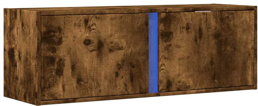 TV staliukas Sieninė TV spintelė su LED lemputėmis, dūminė, 100x31x35cm