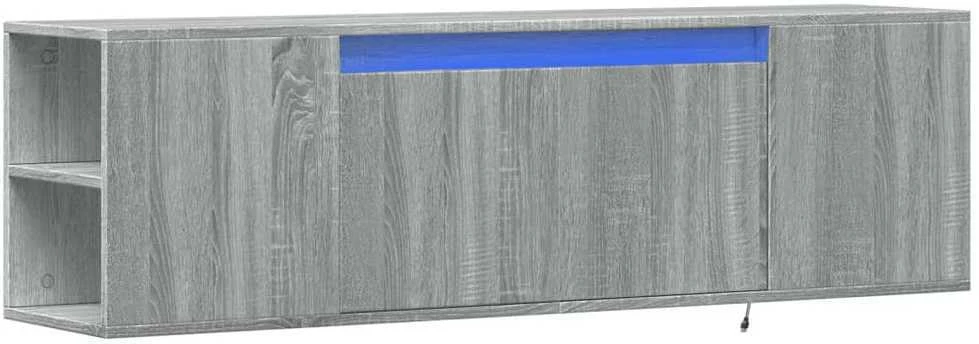TV staliukas Sieninė TV spintelė su LED lemputėmis, pilka, 135x31x39,5cm