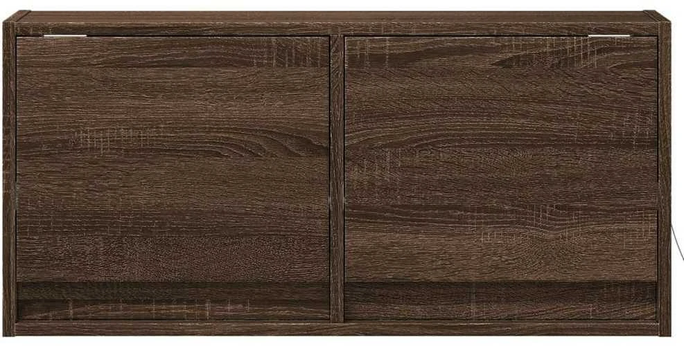 TV staliukas Sieninė TV spintelė su LED lemputėmis, ruda ąžuolo, 80x31x35cm
