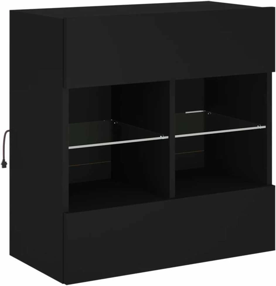 TV staliukas Sieninė TV spintelė su LED lemputėmis, juoda, 58,5x30x60,5cm