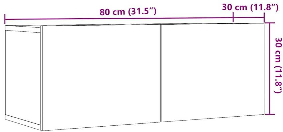 TV staliukas Sieninės TV spintelės, 2vnt., sendintos medienos, 80x30x30cm