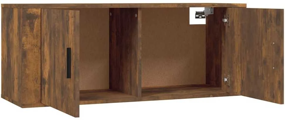 TV staliukas Sieninės TV spintelės, 2vnt., dūminio ąžuolo, 100x34,5x40cm