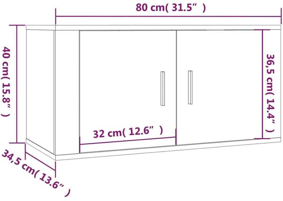 TV staliukas Sieninės TV spintelės, 2vnt., betono pilkos, 80x34,5x40cm