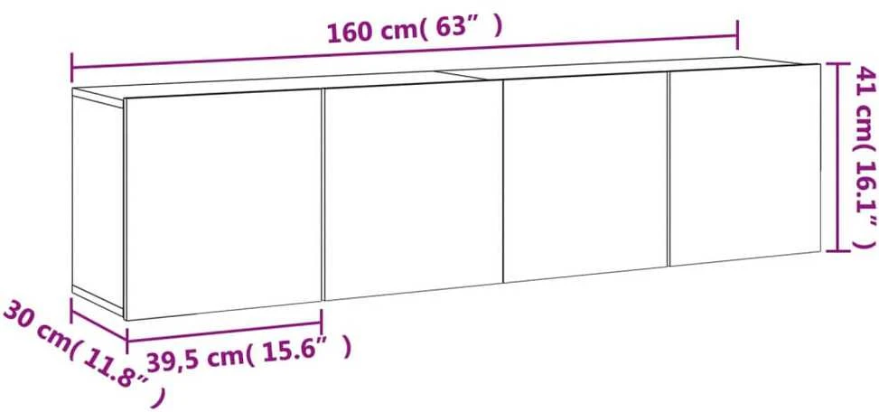 TV staliukas Sieninės TV spintelės, 2vnt., dūminio ąžuolo, 80x30x41cm
