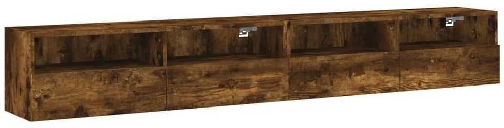 TV staliukas Sieninės TV spintelės, 2vnt., dūminės, 100x30x30cm, mediena