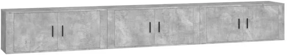 TV staliukas Sieninės TV spintelės, 3vnt., betono pilkos, 100x34,5x40cm
