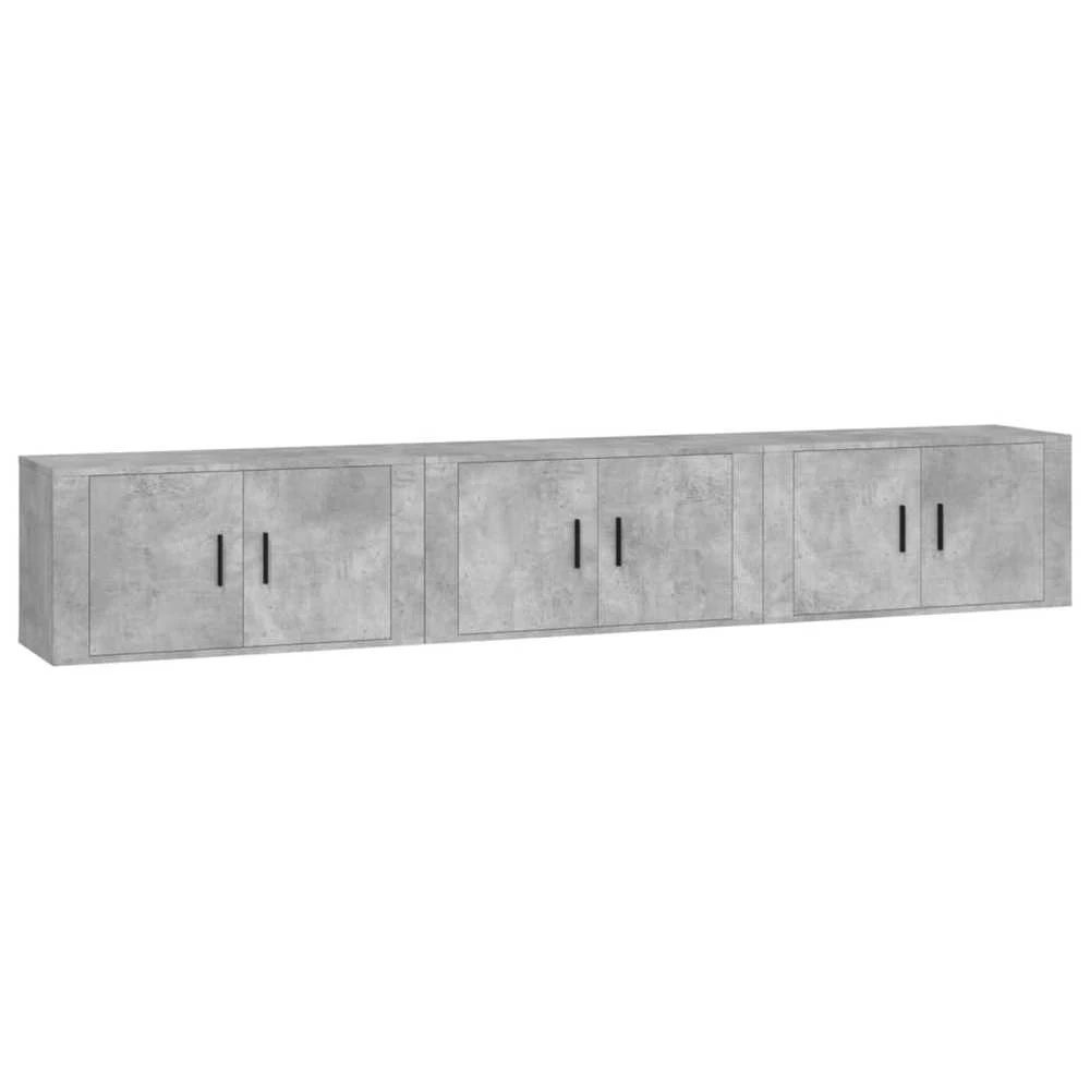 TV staliukas Sieninės TV spintelės, 3vnt., betono pilkos, 80x34,5x40cm