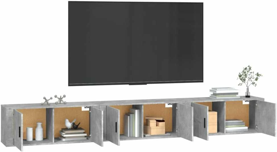 TV staliukas Sieninės TV spintelės, 3vnt., betono pilkos, 100x34,5x40cm