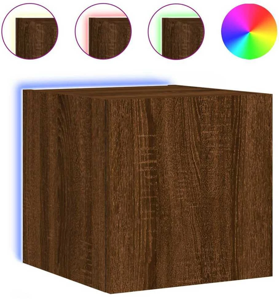 TV staliukas Sieninės TV spintelės su LED, 2vnt., rudos, 30,5x35x30cm