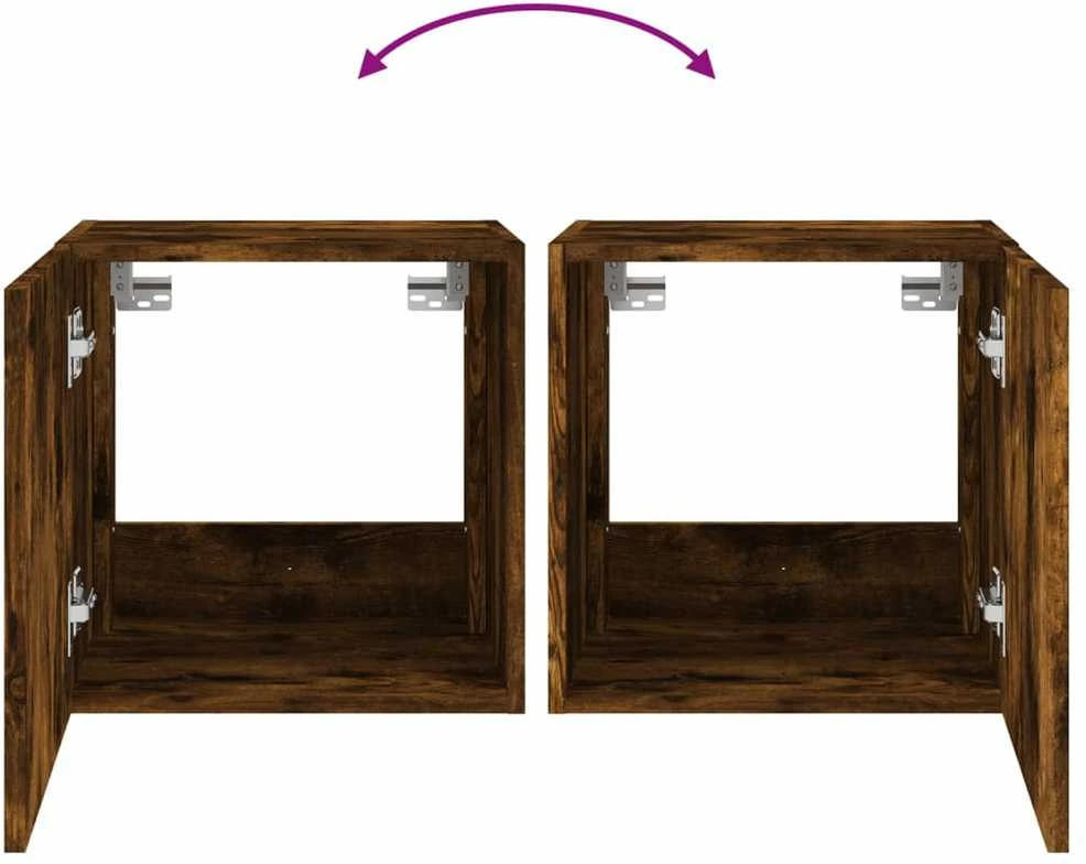 TV staliukas Sieninės TV spintelės su LED, 2vnt., dūminės, 40,5x35x40cm