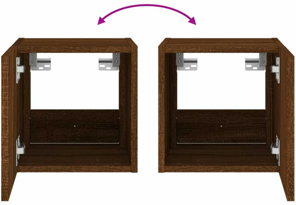 TV staliukas Sieninės TV spintelės su LED, 2vnt., rudos, 30,5x35x30cm