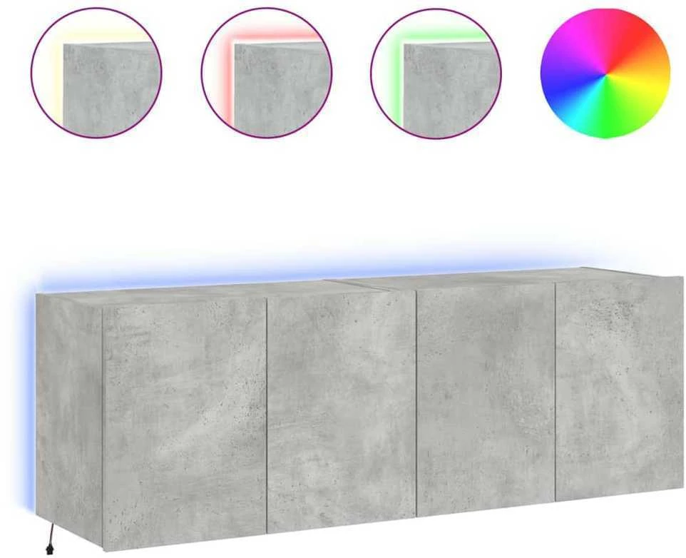 TV staliukas Sieninės TV spintelės su LED, 2vnt., betono pilkos, 60x35x41cm