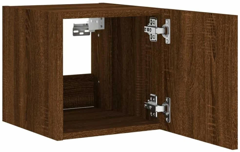 TV staliukas Sieninės TV spintelės su LED, 2vnt., rudos, 30,5x35x30cm