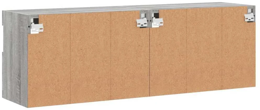 TV staliukas Sieninės TV spintelės su LED, 2vnt., pilka ąžuolo, 60x30x40cm
