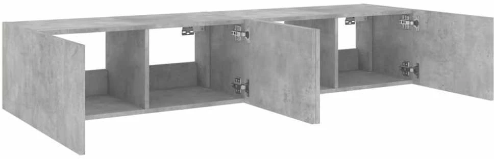 TV staliukas Sieninės TV spintelės su LED, 2vnt., betono pilkos, 80x35x31cm