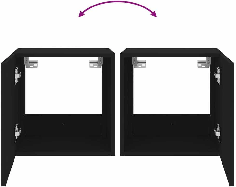TV staliukas Sieninės TV spintelės su LED, 2vnt., juodos, 40,5x35x40cm