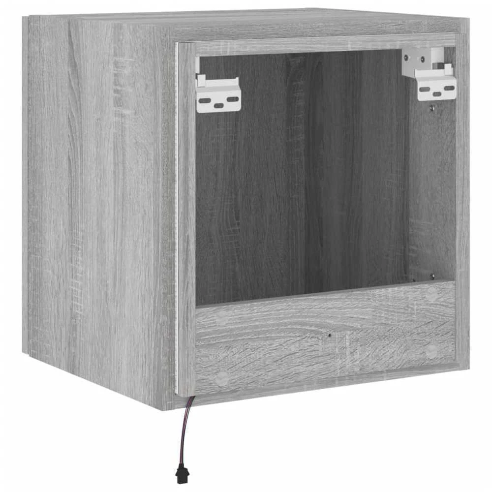 TV staliukas Sieninės TV spintelės su LED, 2vnt., pilkos, 40,5x35x40cm