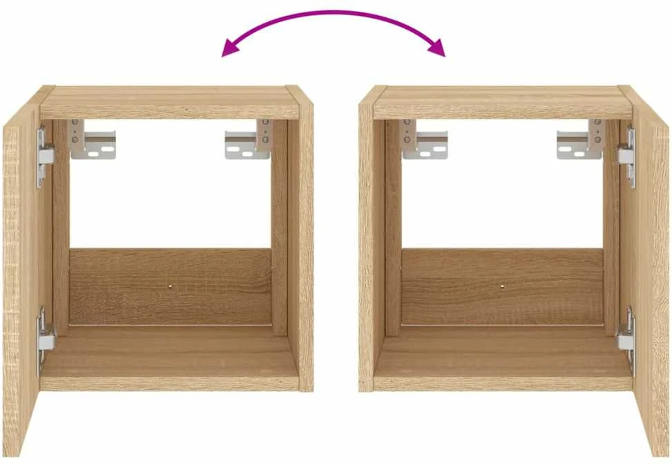 TV staliukas Sieninės TV spintelės su LED, 2vnt., ąžuolo, 30,5x35x30cm