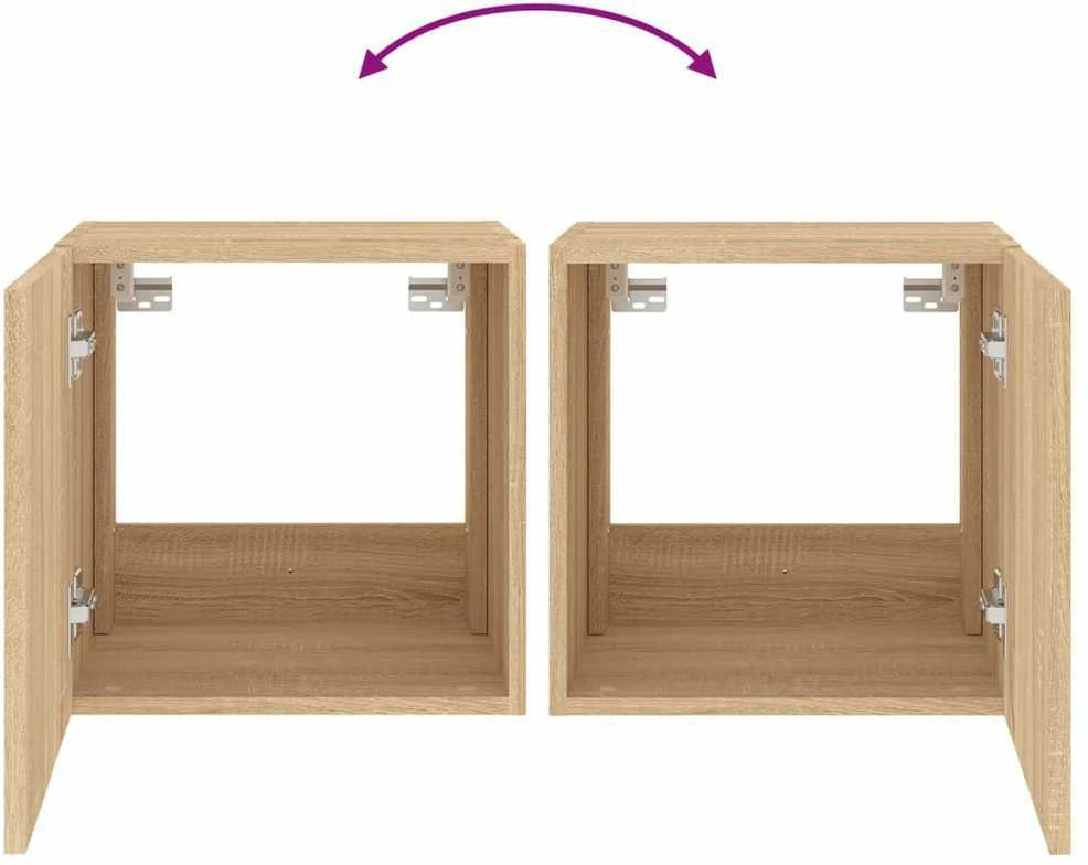 TV staliukas Sieninės TV spintelės su LED, 2vnt., ąžuolo, 40,5x35x40cm