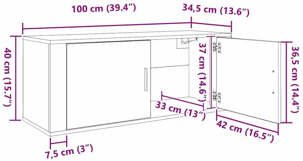 TV staliukas Sieninis televizoriaus kabinetas 100 x 34,5 x 40 cm