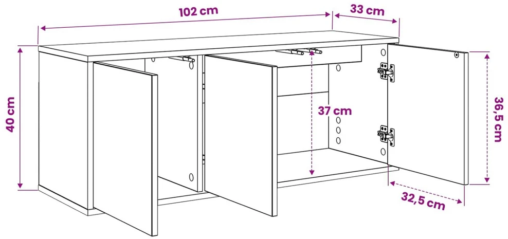 TV staliukas Sieninis televizoriaus stovas GENNEP 102 x 33 x 40 cm