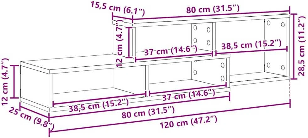 TV staliukas Sieninistelevizoriausstovas 120x25x28,5cm Apdirbta mediena