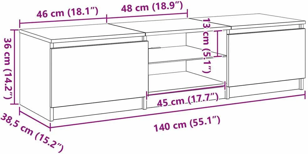 TV staliukas Televizoriaus spintelė 140 x 38,5 x 36 cm Juodas ąžuolas