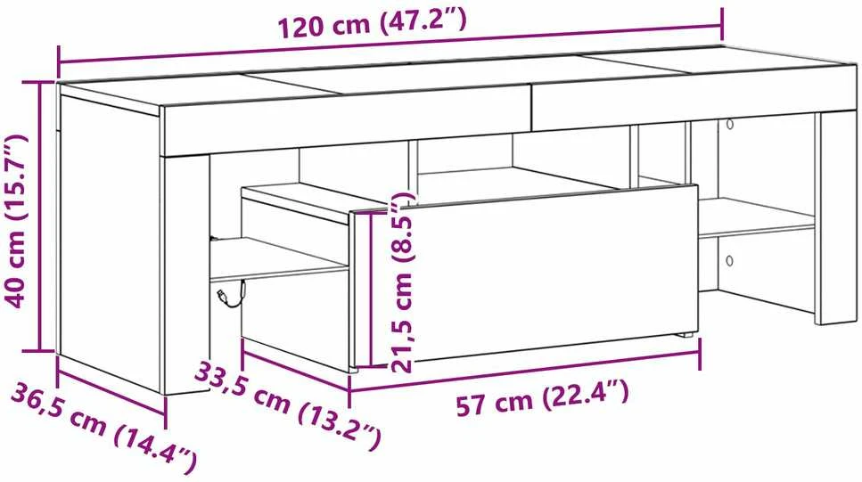 TV staliukas Televizoriaus spintelė 120 x 35 x 40 cm Juodas ąžuolas